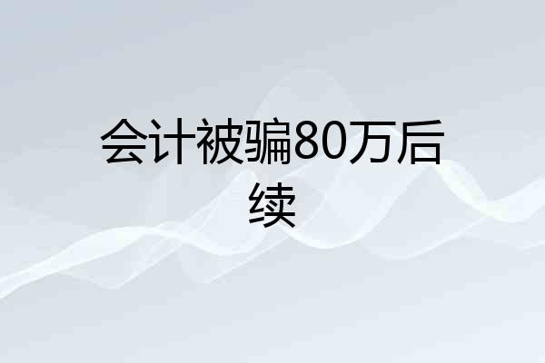 会计被骗80万后续