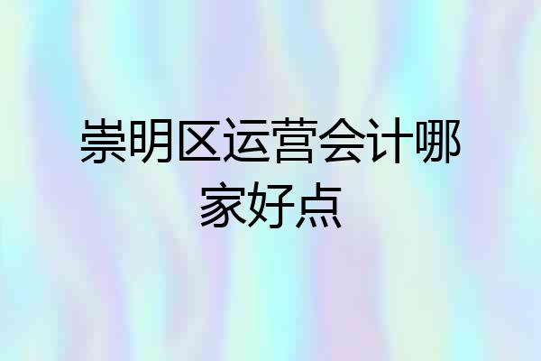 崇明区运营会计哪家好点