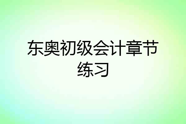 东奥初级会计章节练习