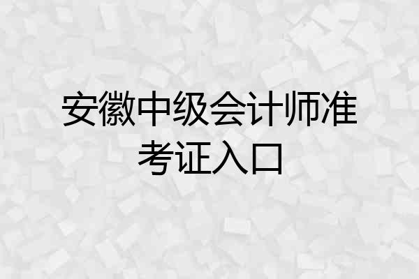 安徽中级会计师准考证入口