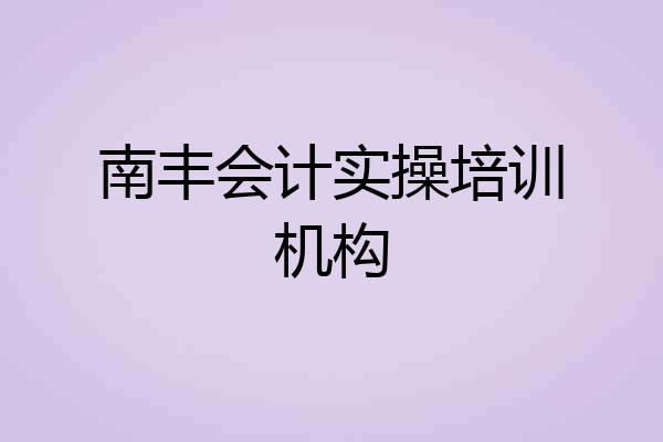 南丰会计实操培训机构