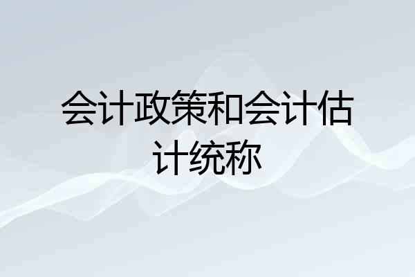 会计政策和会计估计统称