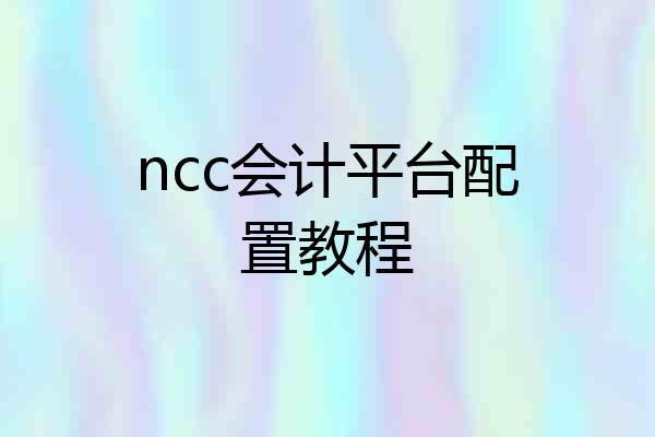 ncc会计平台配置教程