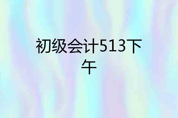初级会计513下午