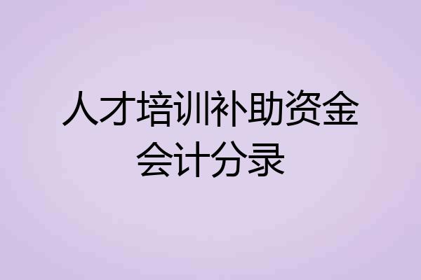 人才培训补助资金会计分录