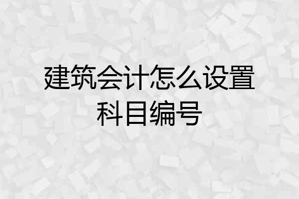 建筑会计怎么设置科目编号