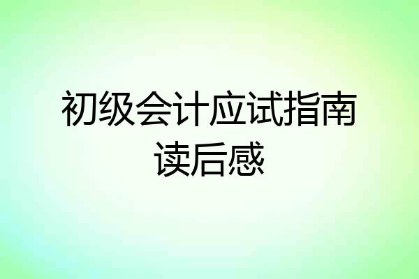 初级会计应试指南读后感