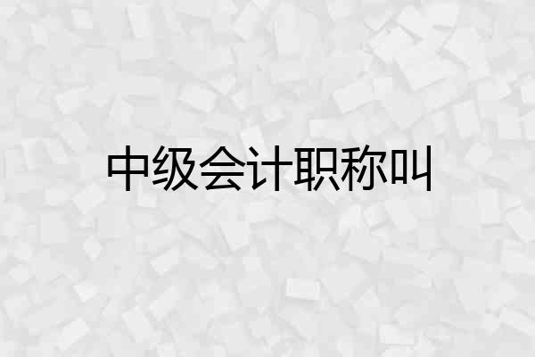 中级会计职称叫