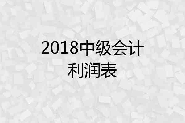 2018中级会计利润表