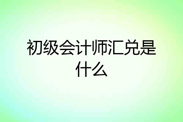 初级会计师汇兑是什么