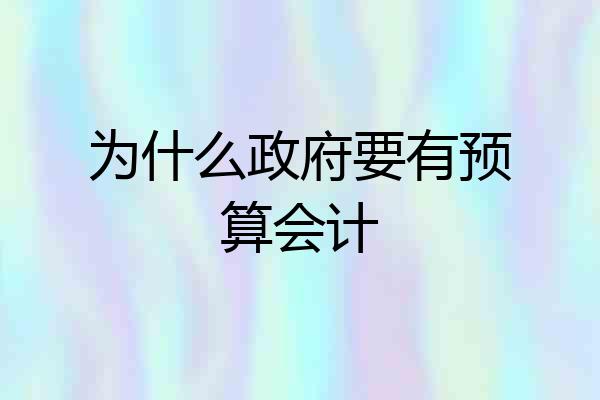 为什么政府要有预算会计