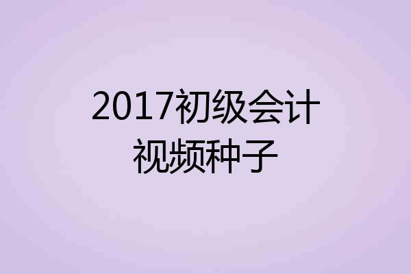 2017初级会计视频种子