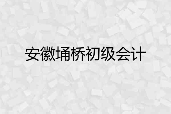 安徽埇桥初级会计