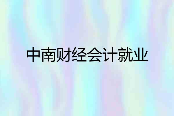 中南财经会计就业