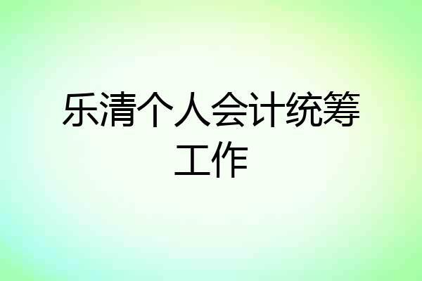 乐清个人会计统筹工作