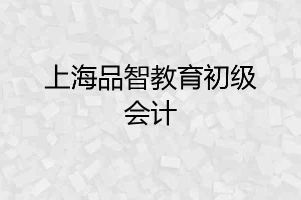上海品智教育初级会计