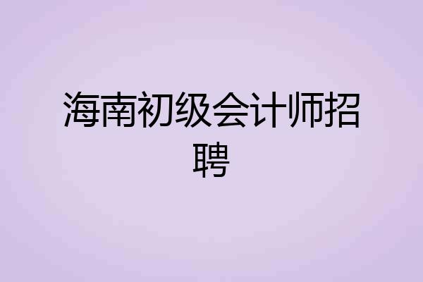 海南初级会计师招聘