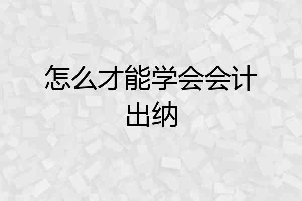 怎么才能学会会计出纳