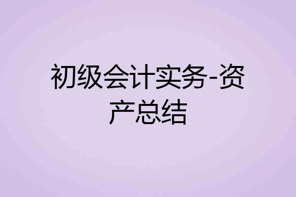 初级会计实务-资产总结