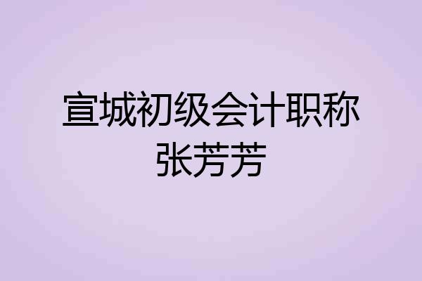 宣城初级会计职称张芳芳