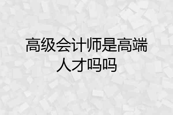 高级会计师是高端人才吗吗