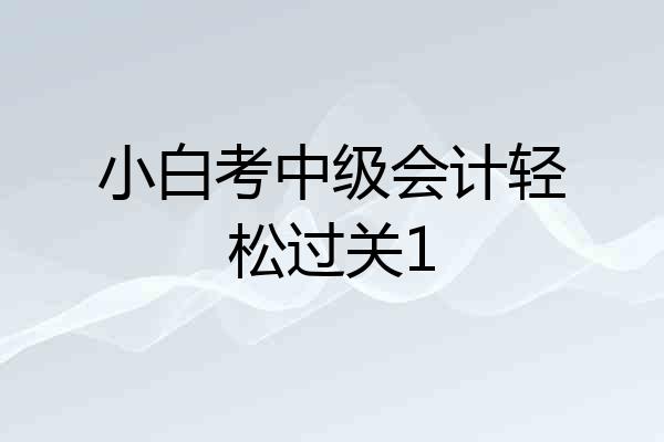 小白考中级会计轻松过关1