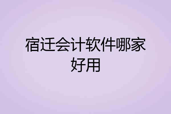 宿迁会计软件哪家好用