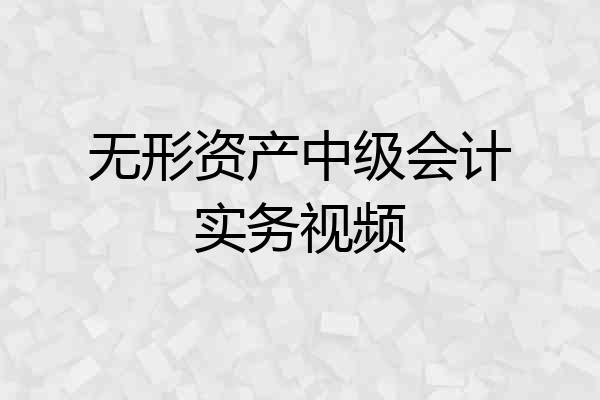 无形资产中级会计实务视频