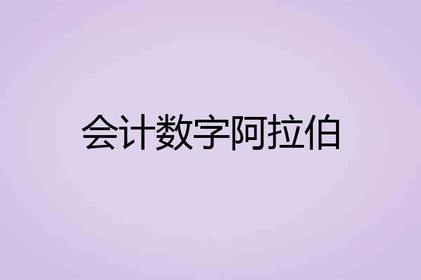 会计数字阿拉伯