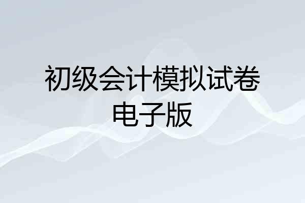 初级会计模拟试卷电子版