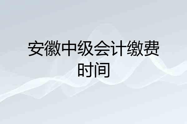 安徽中级会计缴费时间