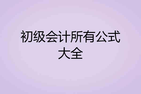 初级会计所有公式大全