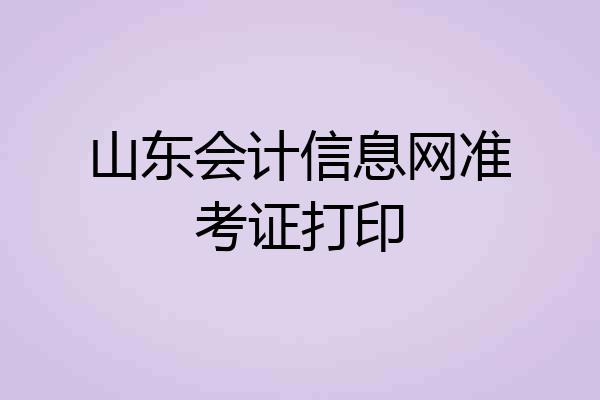 山东会计信息网准考证打印