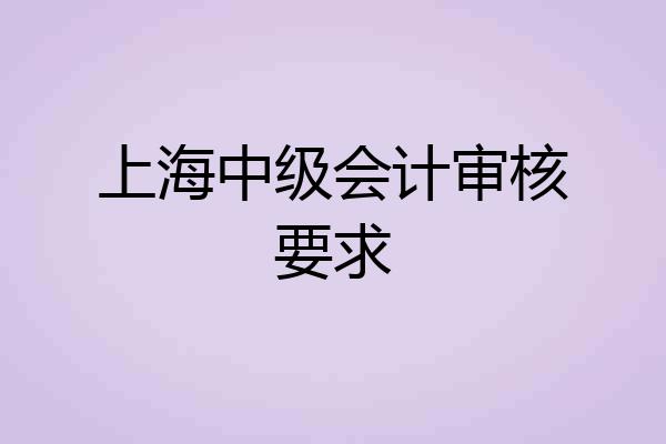 上海中级会计审核要求