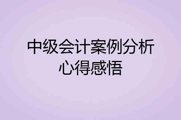 中级会计案例分析心得感悟