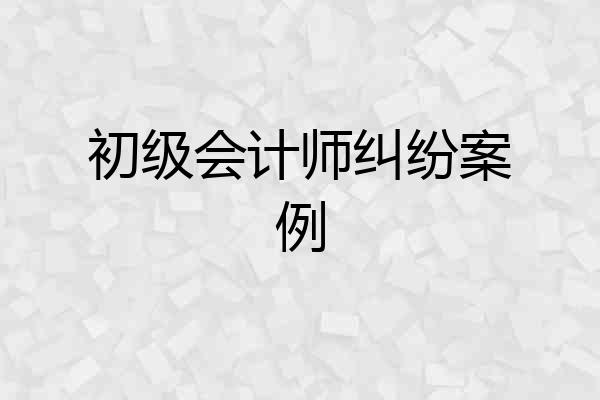 初级会计师纠纷案例