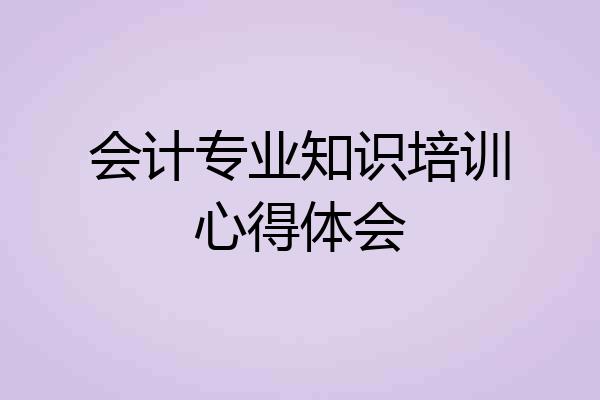会计专业知识培训心得体会