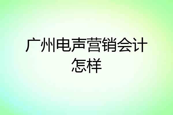 广州电声营销会计怎样