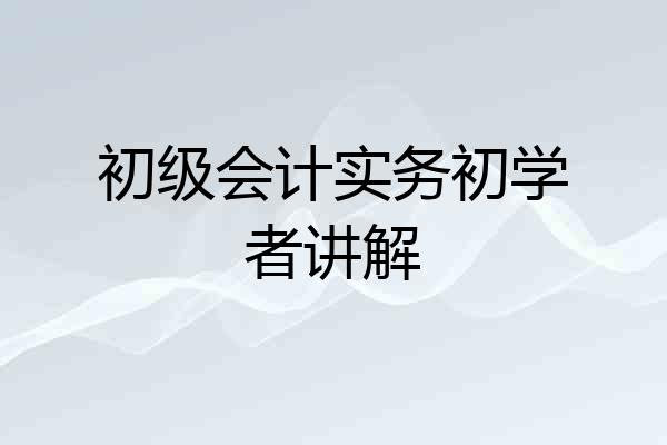初级会计实务初学者讲解