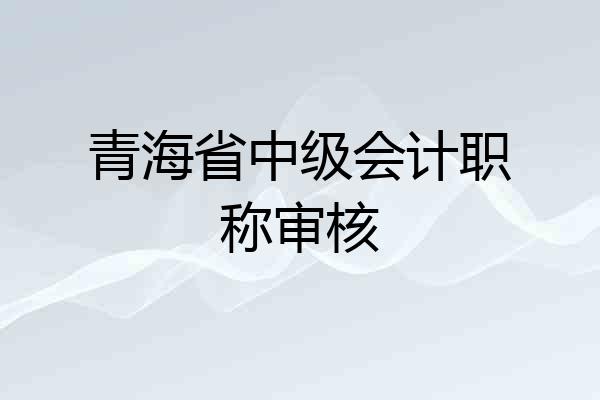 青海省中级会计职称审核