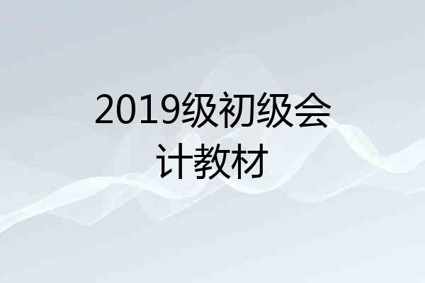 2019级初级会计教材