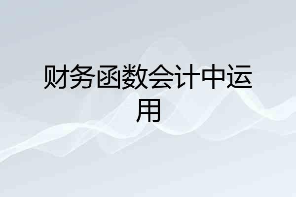 财务函数会计中运用