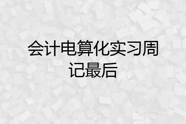 会计电算化实习周记最后