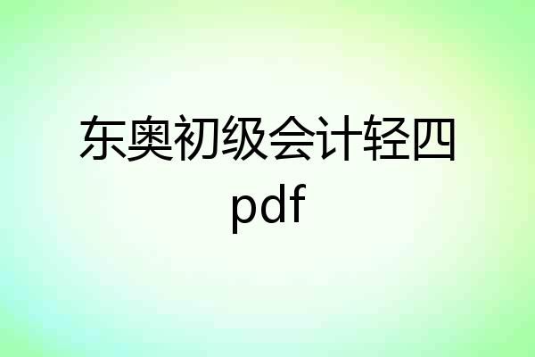 东奥初级会计轻四pdf