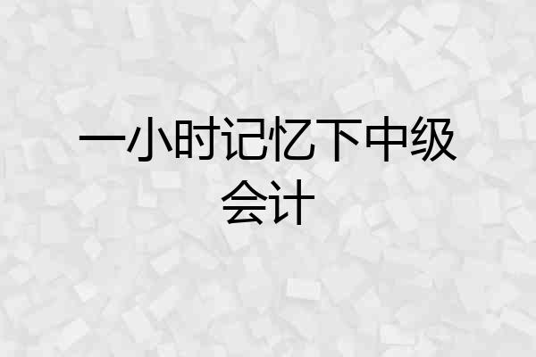 一小时记忆下中级会计