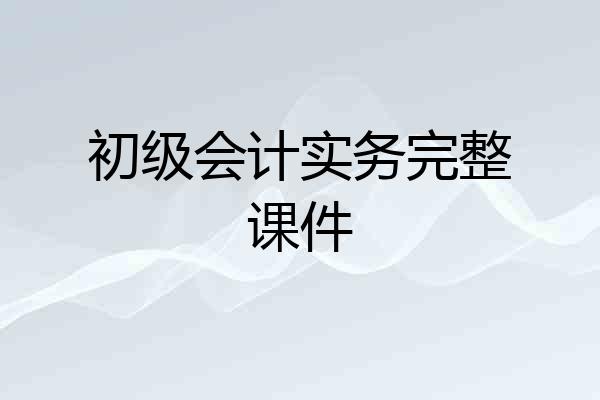 初级会计实务完整课件