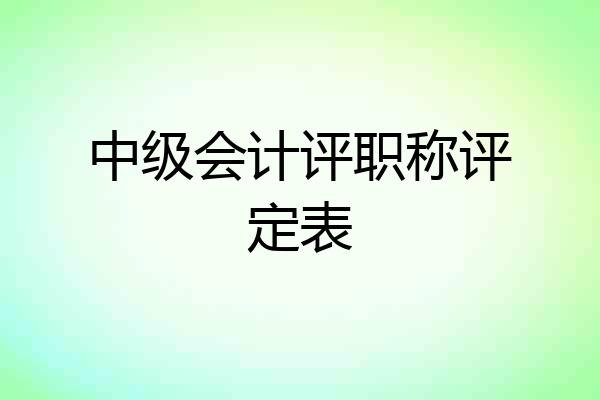 中级会计评职称评定表