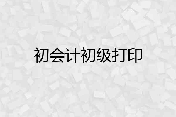初会计初级打印