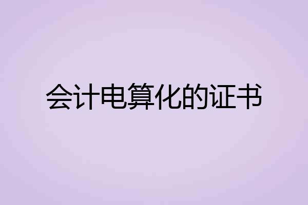 会计电算化的证书
