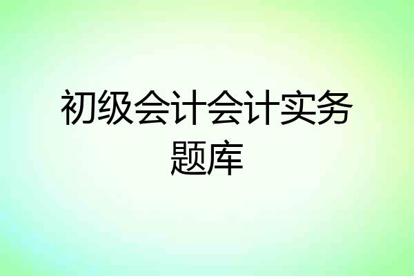 初级会计会计实务题库